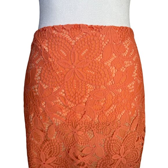 For Love and‎ Lemons Skirt Size Medium Melon Lace Overlay Lined Stretch - Picture 2 of 9
